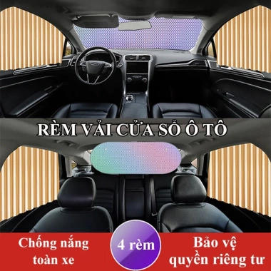 Rèm cửa ô tô ININ bộ combo vải bóng chống nắng 4-7 chỗ, hút nam châm cao cấp tiện lợi