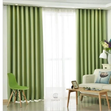 Rèm cửa phòng ngủ cao cấp xanh lá chống nắng treo tường - Sang trọng, giá chỉ 112.000₫