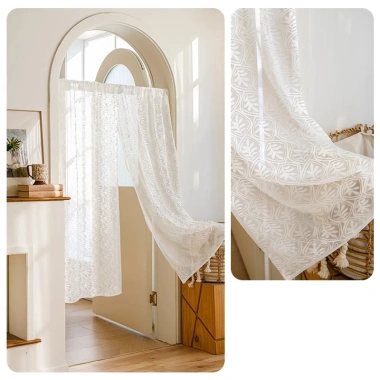 Rèm cửa ren FDM kiểu Pháp 1m3x2m cột kính thiên văn - Lắp đặt không khoan, chỉ 75.000₫