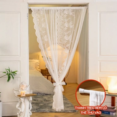 Rèm cửa ren FDM kiểu Pháp 1m3x2m cột kính thiên văn - Lắp đặt không khoan, chỉ 75.000₫