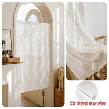 Rèm cửa ren FDM kiểu Pháp 1m3x2m cột kính thiên văn - Lắp đặt không khoan, chỉ 75.000₫