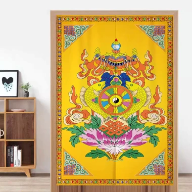 Rèm cửa Tám Tốt Lành Tây Tạng – Phòng Phật, che ngủ & tắm, vải không đục lỗ, 194.400đ