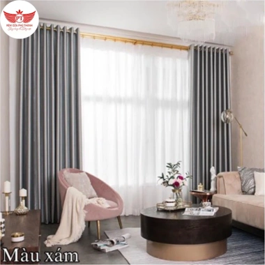 Rèm cửa vải gấm cao cấp phòng ngủ, che nắng 99% cản nhiệt 24/9, chỉ 130.000₫