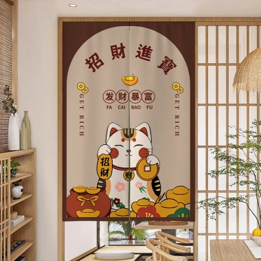 Rèm cửa vải mèo Zhaocai không đục lỗ: Chống gió, vách ngăn phòng ngủ, cửa bếp, lối vào đa năng, giá chỉ 194.400₫