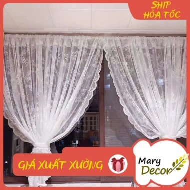 Rèm cửa vải ren, voan hoa xinh xắn - Thiết kế vintage sang trọng, chỉ 99.110 VND