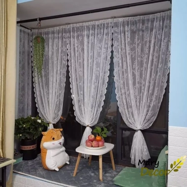 Rèm cửa vải ren, voan hoa xinh xắn - Thiết kế vintage sang trọng, chỉ 99.110 VND