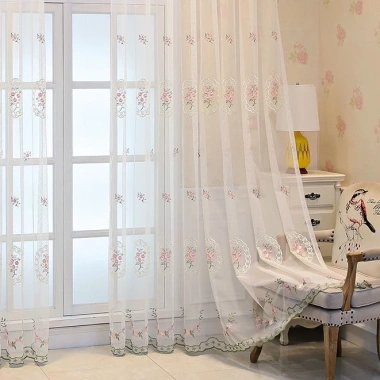 Rèm Cửa Vải Tuyn Mỏng Nhẹ Thêu Hoa Trắng Trang trí phòng khách, ngủ, cửa trượt 133.901₫