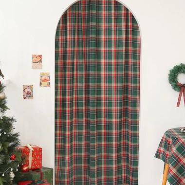 Rèm Cửa Viền Tassel Họa Tiết Caro Tết Rèm Luồn Dán Tường Tiện Lợi Giá 54.000₫