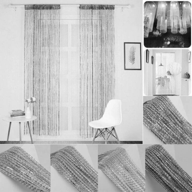 Rèm dây CUXIN phòng khách đính cườm, treo cửa sổ sáng bóng, bộ chia vách ngăn 5