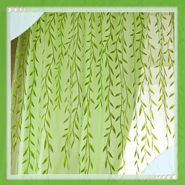 Rèm gạc hoa liễu mờ mỏng xanh lá cây - Giảm giá 20% cho cửa sổ phòng