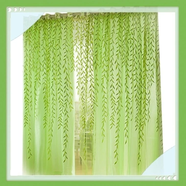 Rèm gạc hoa liễu mờ mỏng xanh lá cây - Giảm giá 20% cho cửa sổ phòng