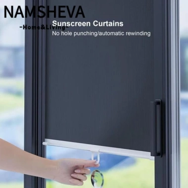 Rèm lăn NAMSHEVA đen, cốc hút bóng lăn, di động gọn nhẹ cho văn phòng và nhà, ưu đãi 109.560₫