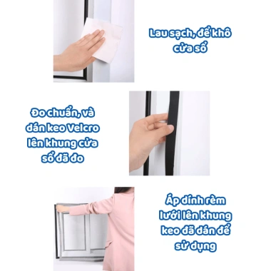Rèm Lưới Chống Muỗi Tự Dính Cửa Sổ - Velcro, Thoáng Khí, Ngăn Côn Trùng, Giá 46.788₫ - Cozy Home 9