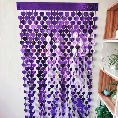 Rèm mưa trái tim MALCOLM - Rèm tiệc lụa 1m×2m, nền lấp lánh, trang trí đám cưới