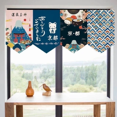 Rèm Noren Nhật Bản cho Nhà Hàng Sushi – Rèm Ngắn Cửa Tam Giác, Giá 81.000₫