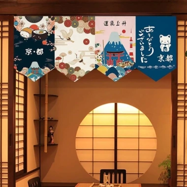 Rèm Noren Nhật Bản cho Nhà Hàng Sushi – Rèm Ngắn Cửa Tam Giác, Giá 81.000₫