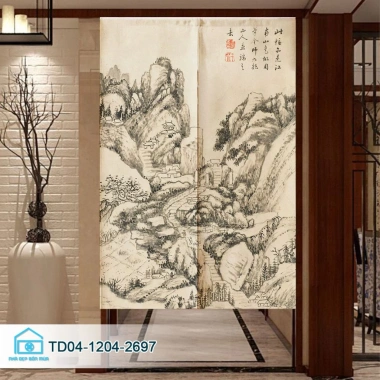 Rèm Noren Nhật treo lối đi, trang trí nhà hàng, hoạ tiết vòm cong - Giá 165.000