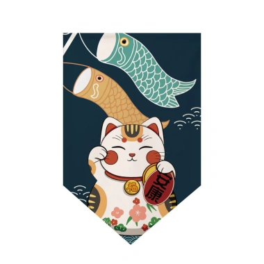 Rèm phong cách Nhật Bản Mèo May Mắn - Tam giác Izakaya treo cờ, giá 81.000₫ 8