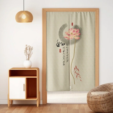 Rèm Retro Hoa & Chim Noren Phong Thủy - Phân Vùng Nhà Bếp Phòng Ngủ - Giá 180k