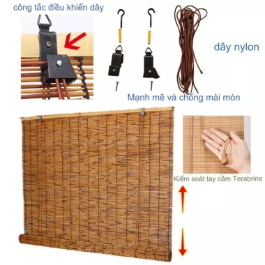 Rèm sậy điều chỉnh 100cm - Che nắng, che mưa, trang trí tường, vách ngăn, giá ưu đãi 200.000đ 3