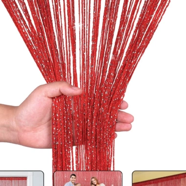 Rèm sợi chỉ kim tuyến Đỏ tươi 3x3m Trang trí Tết, Giáng Sinh, Cưới hỏi, Gia Tiên BÌNH AN 380.000đ