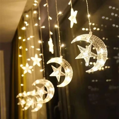 Rèm Thả Đèn Led Trang Trí Mặt Trăng Ngôi Sao 3m - Nhiều Màu, Cắm Điện, Giá 60.000đ