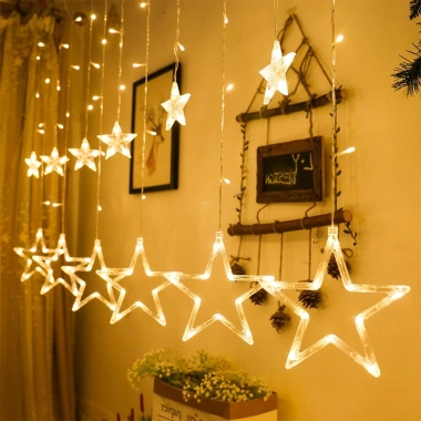 Rèm Thả Đèn Led Trang Trí Mặt Trăng Ngôi Sao 3m - Nhiều Màu, Cắm Điện, Giá 60.000đ