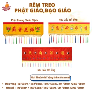 Rèm Treo Phật Đạo, Hoa Sen, Bát Quái, ren tua rua, size 1-2.5m, giảm còn 148.750₫
