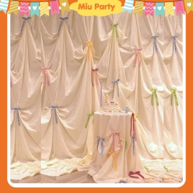 Rèm Vải Lụa Phông Nền Trang Trí Sinh Nhật Tiệc Tùng Miu Party Giá 65k