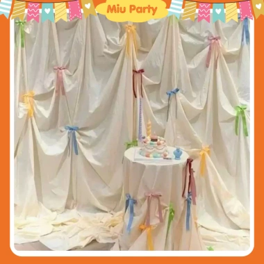 Rèm Vải Lụa Phông Nền Trang Trí Sinh Nhật Tiệc Tùng Miu Party Giá 65k