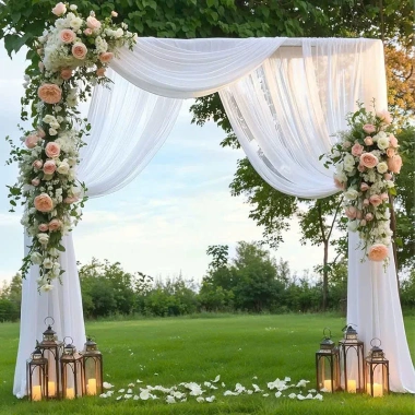 Rèm vải voan thun ánh nhũ may sẵn - Phông nền sinh nhật, tiệc cưới, giá 109.000