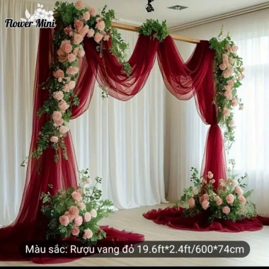 Rèm Voan 2 Lớp Màu Đỏ - Trang Trí Phông Rạp Đám Cưới, Sinh Nhật, Giáng Sinh, Lễ Tết, Party Giá Ưu Đãi 129k