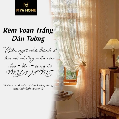 Rèm Voan Trắng Dán Tường MYAHOME Họa Tiết Luồng Ống Vintage Decor Phòng Ngủ 110k