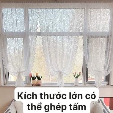 Rèm Voan Trắng Dán Tường MYAHOME Họa Tiết Luồng Ống Vintage Decor Phòng Ngủ 110k 3