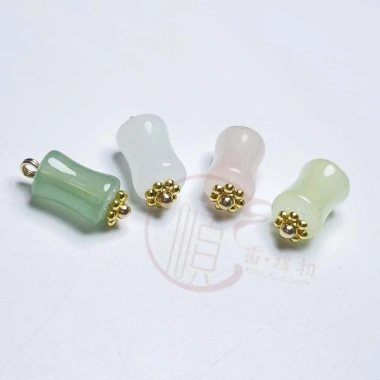 Retro Hanfu Giả Ngọc Thủy Tinh Xám - Tre Nút Sườn, Phụ Kiện, Hạt Vòng Tay, Giá 71.277