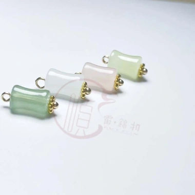 Retro Hanfu Giả Ngọc Thủy Tinh Xám - Tre Nút Sườn, Phụ Kiện, Hạt Vòng Tay, Giá 71.277