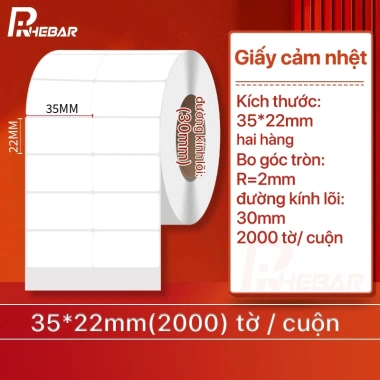 Rhebar Giấy In Tem Mã Vạch 35x22mm – Giấy In Nhiệt, Keo Dán Cực Bám, Giá 19.000₫