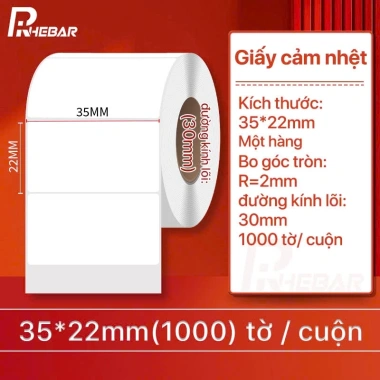 Rhebar Giấy In Tem Mã Vạch 35x22mm – Giấy In Nhiệt, Keo Dán Cực Bám, Giá 19.000₫