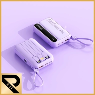 RII New 10.000mAh Mini Powerbank 4 Cáp Tích Hợp iPhone Type-C Micro - Sạc nhanh, Bảo hành 12 tháng - Giá 198.000đ