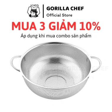 Rổ inox Gorilla Chef 22-31cm đựng rau, có quai cầm và treo, tiện lợi, giảm còn 31.500 VND