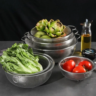 Rổ inox Gorilla Chef 22-31cm đựng rau, có quai cầm và treo, tiện lợi, giảm còn 31.500 VND