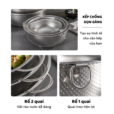 Rổ inox Gorilla Chef 22-31cm đựng rau, có quai cầm và treo, tiện lợi, giảm còn 31.500 VND 7 Rổ inox Gorilla Chef 22-31cm đựng rau, có quai cầm và treo, tiện lợi, giảm còn 31.500 VND 7