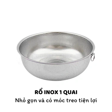 Rổ inox Gorilla Chef 22-31cm đựng rau, có quai cầm và treo, tiện lợi, giảm còn 31.500 VND