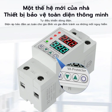 Rơ le bảo vệ 40A 63A Din Rail điều chỉnh dòng quá áp hiển thị thời gian kép, bảo vệ thiết bị, chỉ 120k