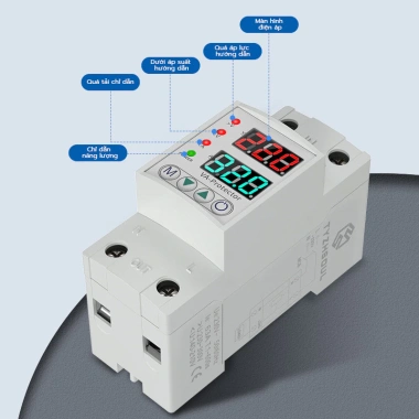 Rơ le bảo vệ 40A 63A Din Rail điều chỉnh dòng quá áp hiển thị thời gian kép, bảo vệ thiết bị, chỉ 120k