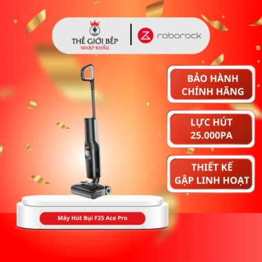 Roborock F25 Pro – Máy hút bụi 25.000Pa, giẻ lau tự giặt 95°C, giá 14.99 triệu