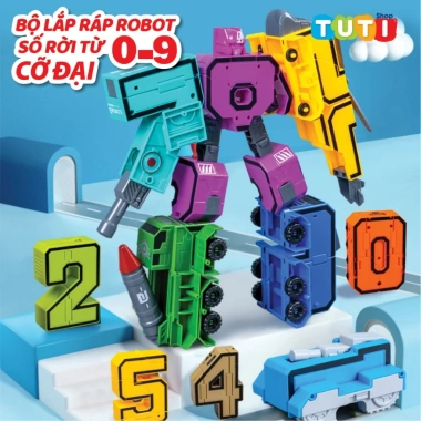 Robot biến hình đồ chơi bé số 0-9 cỡ lớn - Lắp ghép sáng tạo, phát triển tư duy - Giá 49.000₫