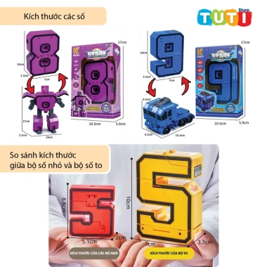 Robot biến hình đồ chơi bé số 0-9 cỡ lớn - Lắp ghép sáng tạo, phát triển tư duy - Giá 49.000₫