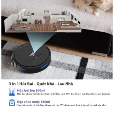 Robot Hút Bụi Cao Cấp Sạc Tự Động, Lau Quét Thông Minh, Bảo Hành 1 Đổi 1, 3.999.000₫