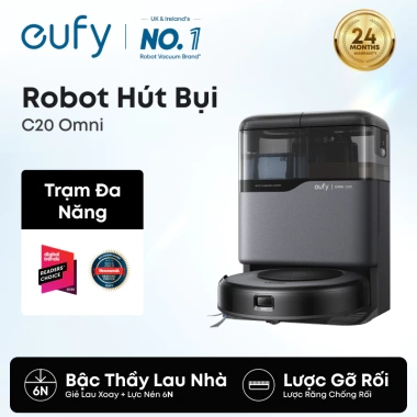 Robot hút bụi eufy Omni C20 7.000Pa, thân siêu mỏng 3.35 inch, tự đổ rác, tự giặt & sấy - Giá 7.999.000đ